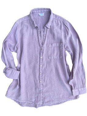 Sigrid Olsen 100% Linen Linen Button Down Shirt, Lavender Rose